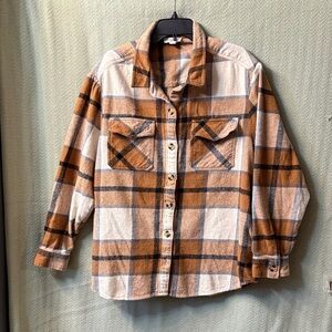 beachlunchlounge Plaid Shirt in Brown and Cream
